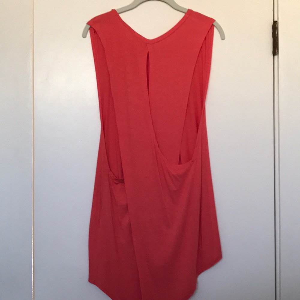 Flirty coral cross-back top